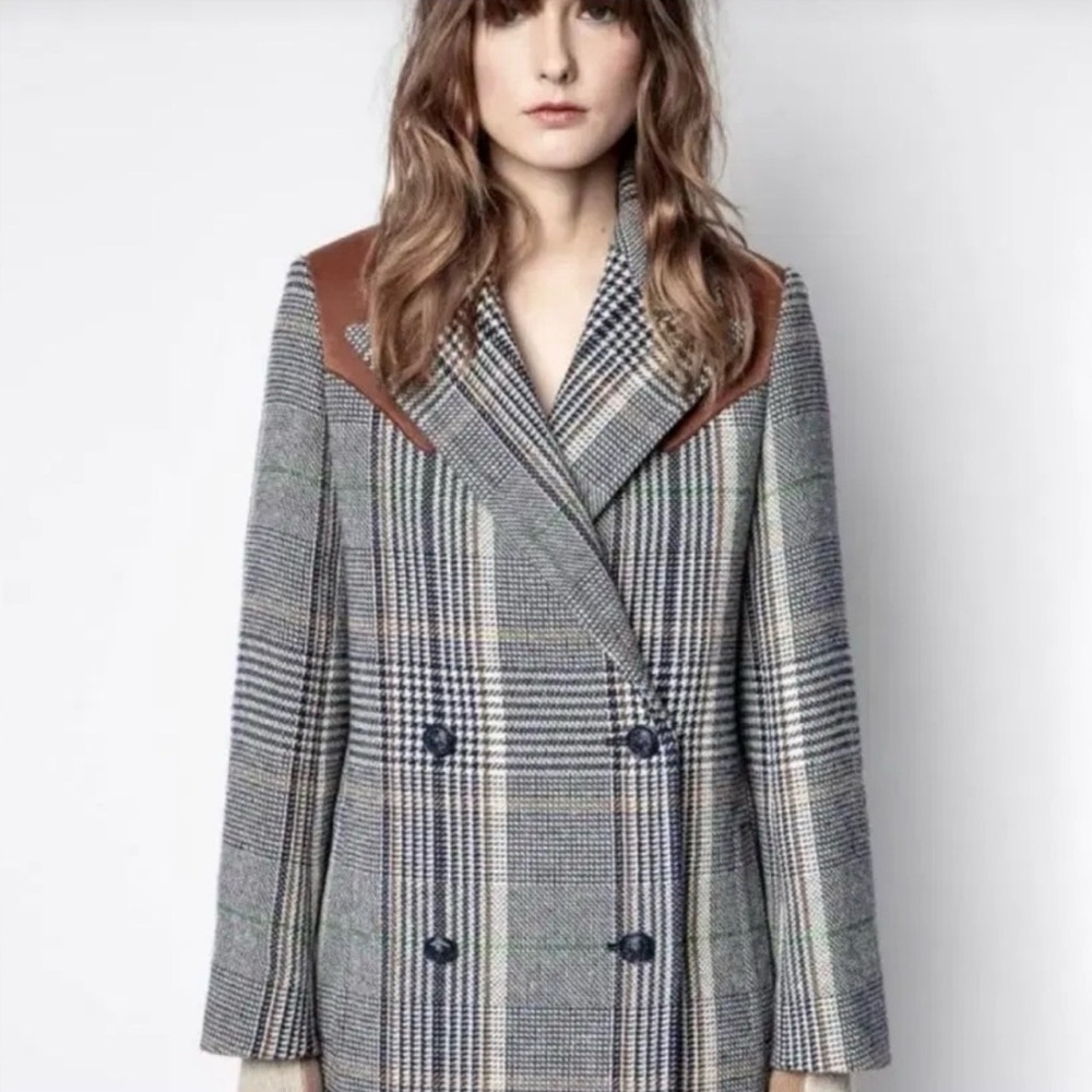Like New Zadig & Voltaire Plaid Coat 38
